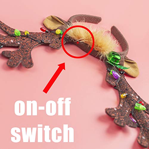 LED Reindeer Antlers Headband with Bells U64462