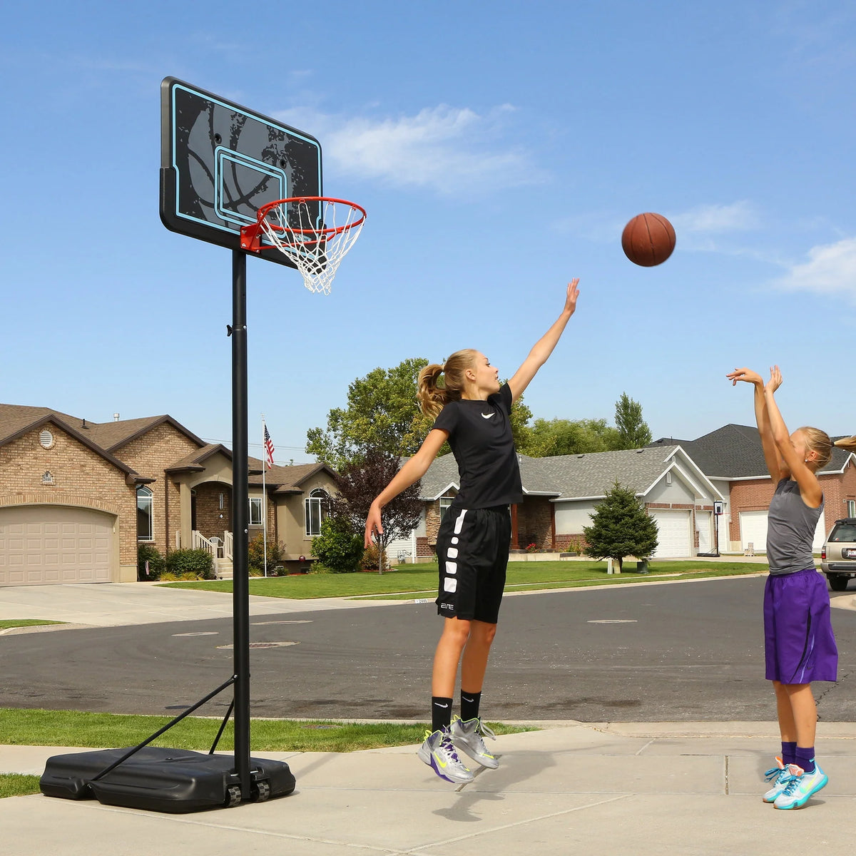 Adjustable Portable Basketball Hoop 44 inch HDPE Plastic T242099