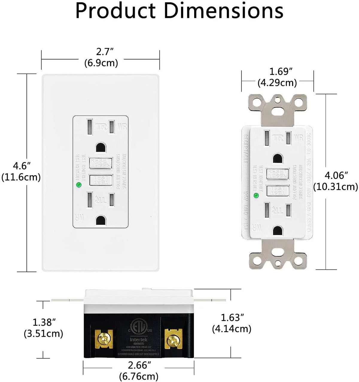 20 Amp GFCI Outlet, 5PK Tamper Resistant Weather Resistant with LED Indicator, White X5811