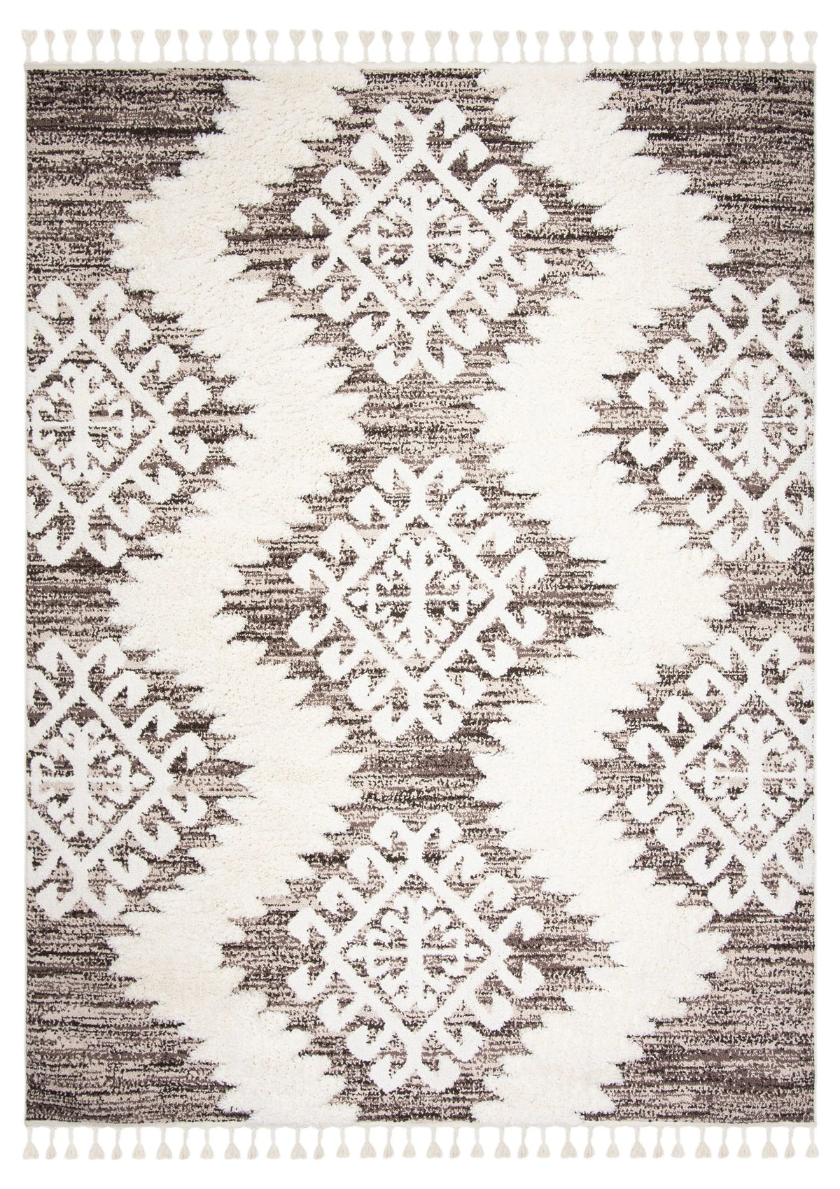 Ivory Brown 8' x 10' Shag Area Rug U426
