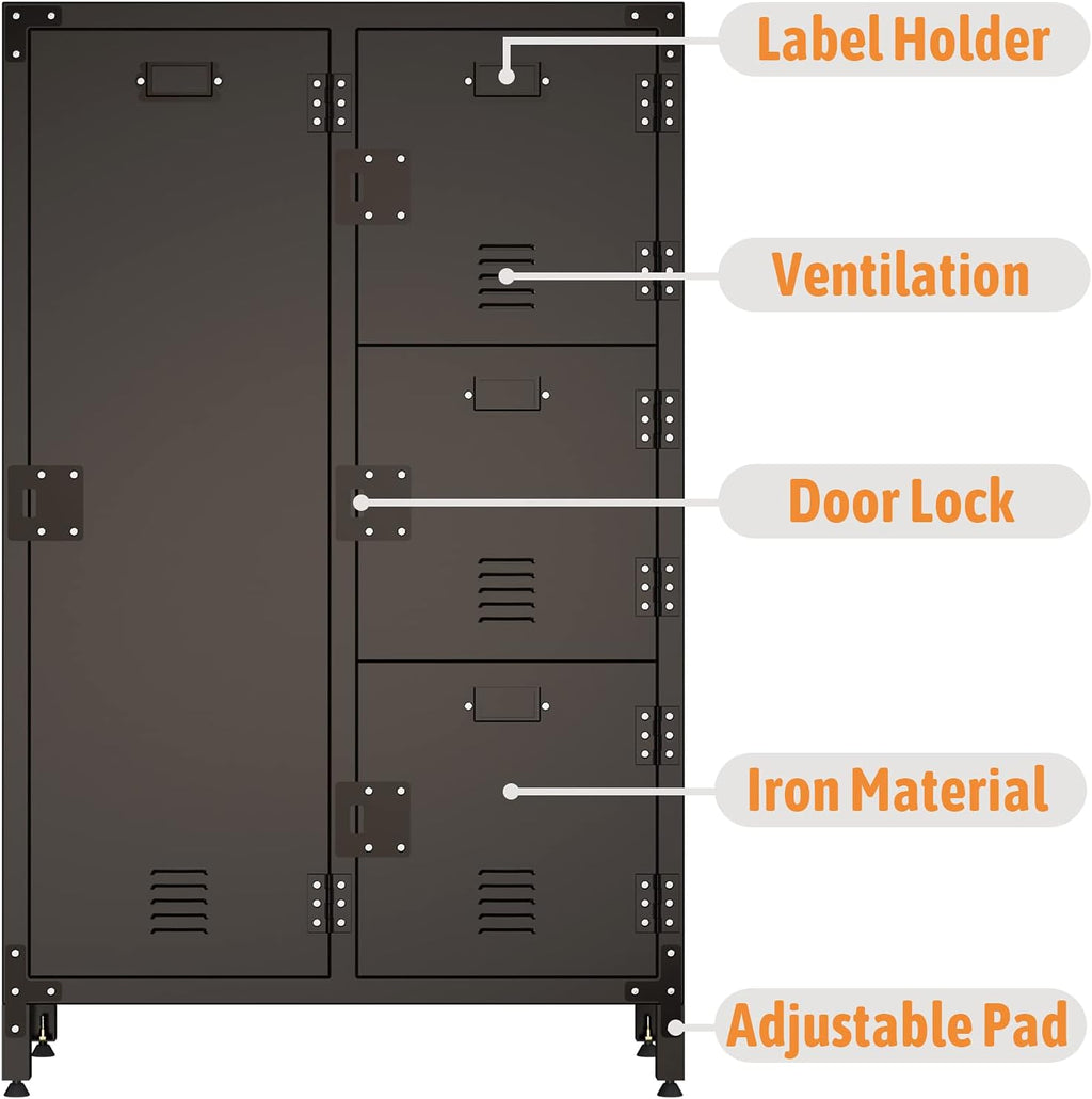 Black 4 Door Steel Storage Cabinet with Shelves U363741