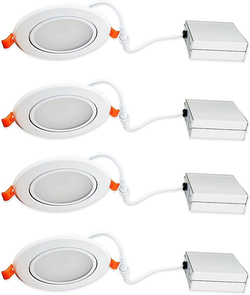 Black Trim 12W Ultra-Thin Canless Recessed Gimbal Downlight 4 Pack X24527