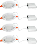 Black Trim 12W Ultra-Thin Canless Recessed Gimbal Downlight 4 Pack X24527