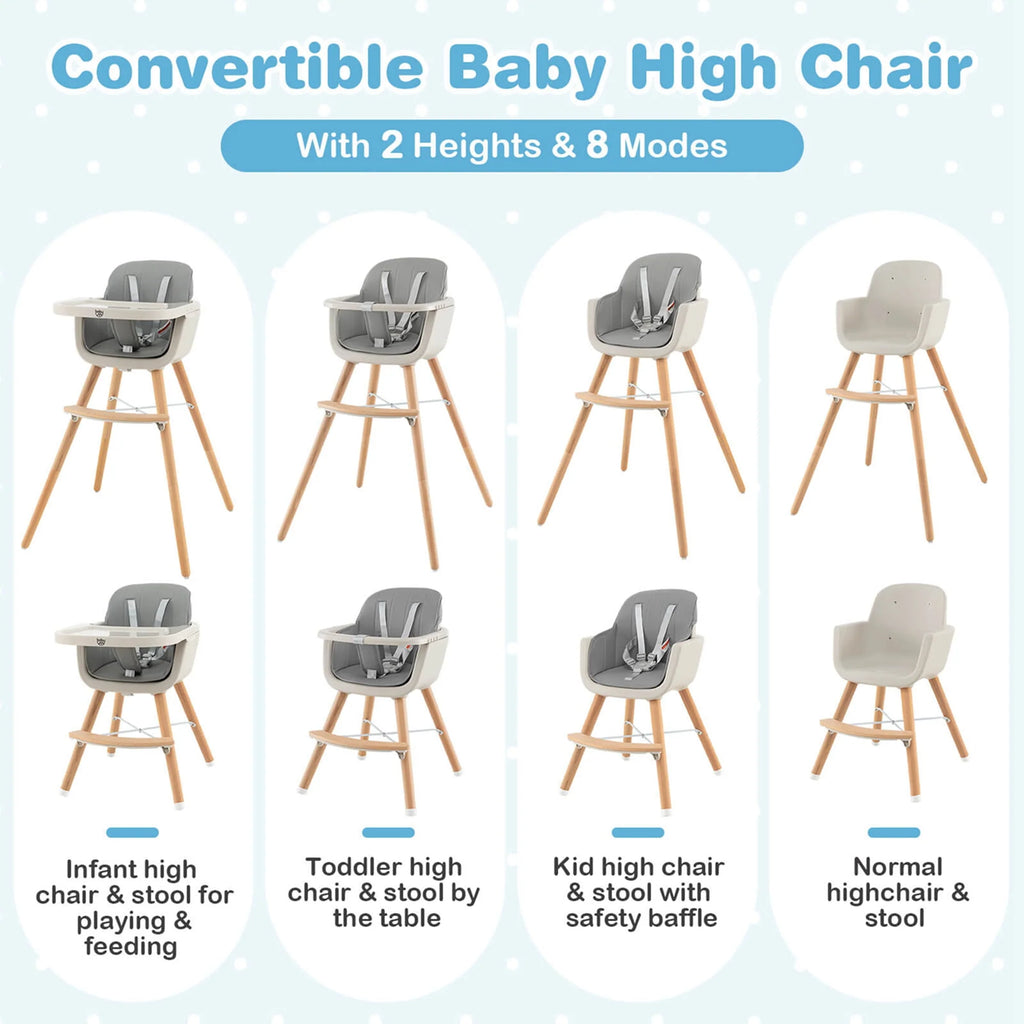 3 in 1 Convertible Wooden High Chair Beige N14940