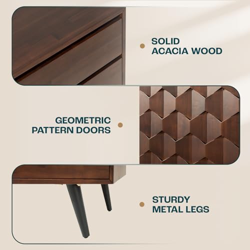 Solid Wood Sideboard with 2 Doors and 3 Drawers S76628