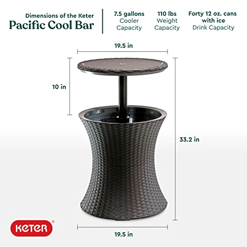 Dark Grey Outdoor Side Table with 7.5 Gallon Cooler I299