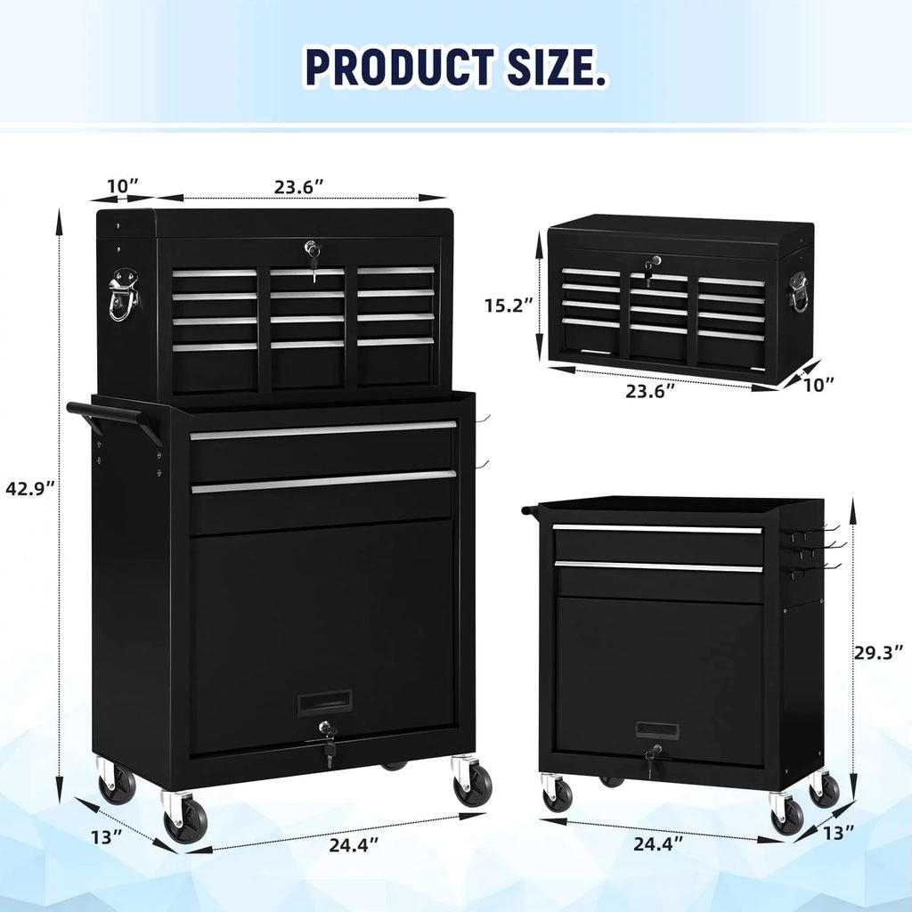 Black 8 Drawer Rolling Metal Tool Chest H538819