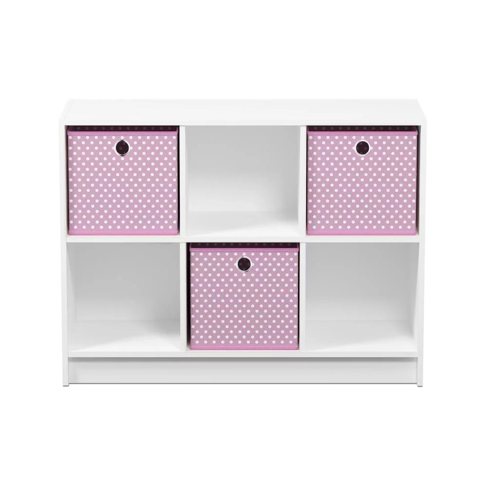 6 Cube Storage Organizer Bookcase with Bins M5448