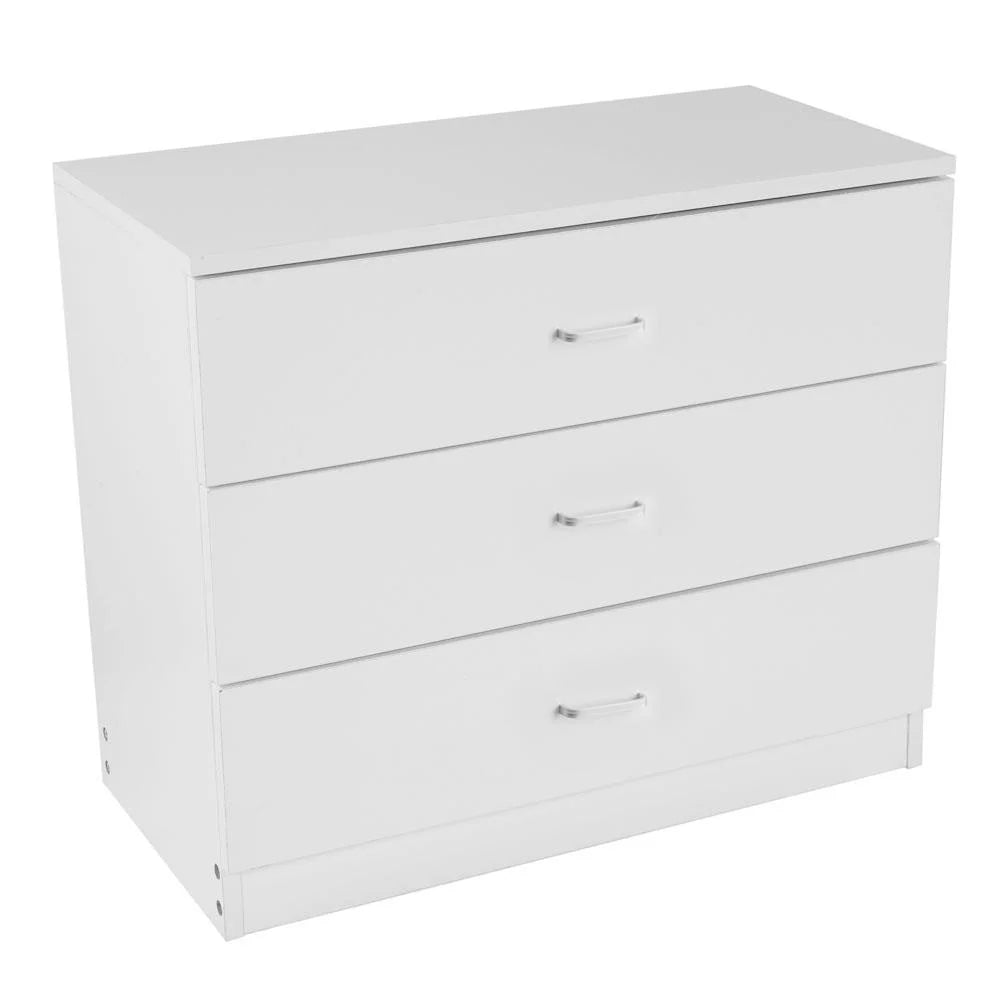 White 3 Drawer MDF Wood Nightstand R229