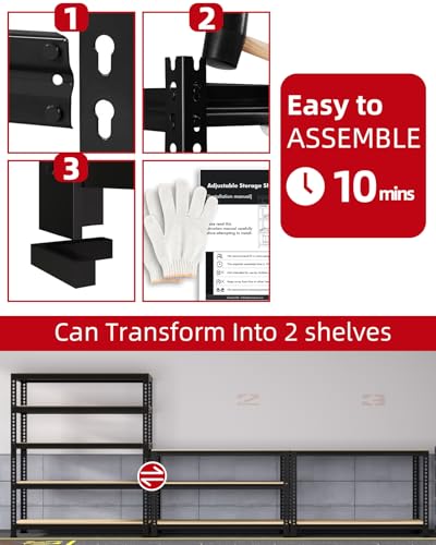 2 Pack 5 Tier Heavy Duty Adjustable Metal Storage Shelves G21276