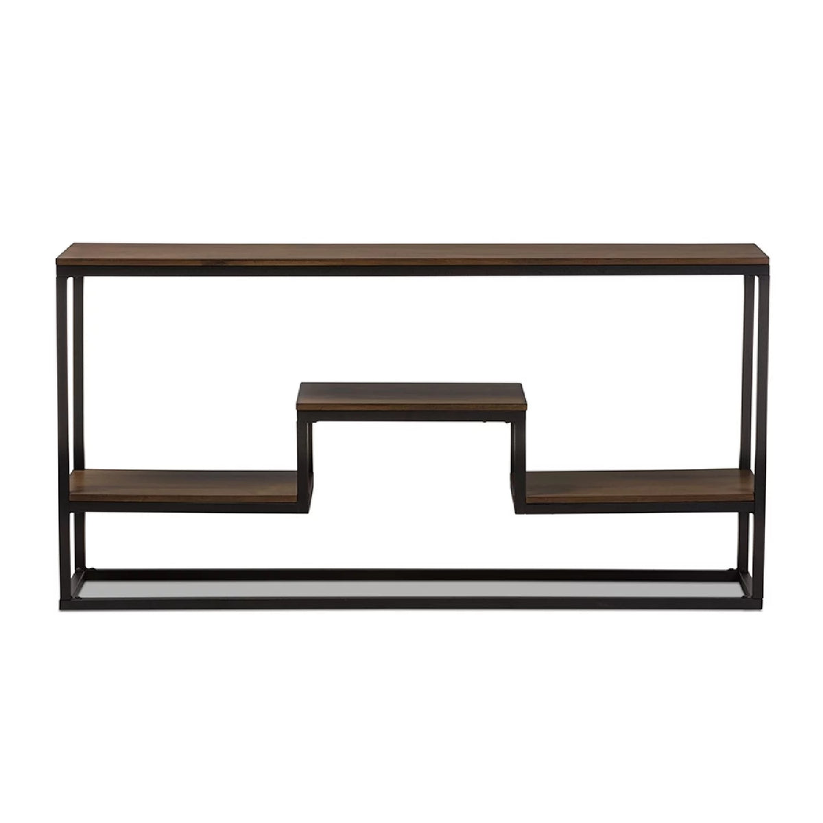Antique Black Metal Distressed Wood Console Table G3854