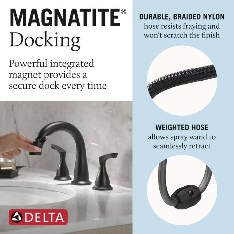 8 in. Double Handle Pull-Down Spout Bathroom Faucet Matte Black Z799