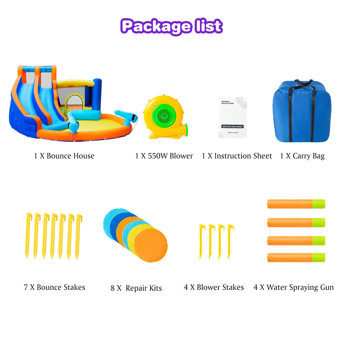 Kids Inflatable Water Slide Bouncer with Pool and Air Blower N843