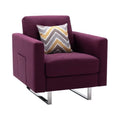 Linen Fabric Armchair with Metal Legs and Pillow Y26529