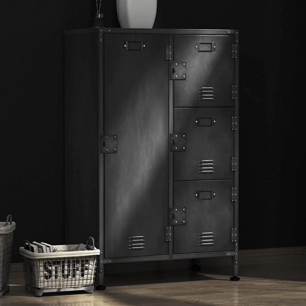 Black 4 Door Steel Storage Cabinet with Shelves U363741