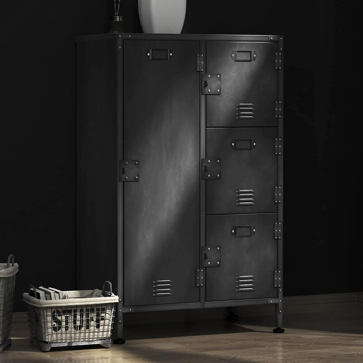 Black 4 Door Steel Storage Cabinet with Shelves U363741