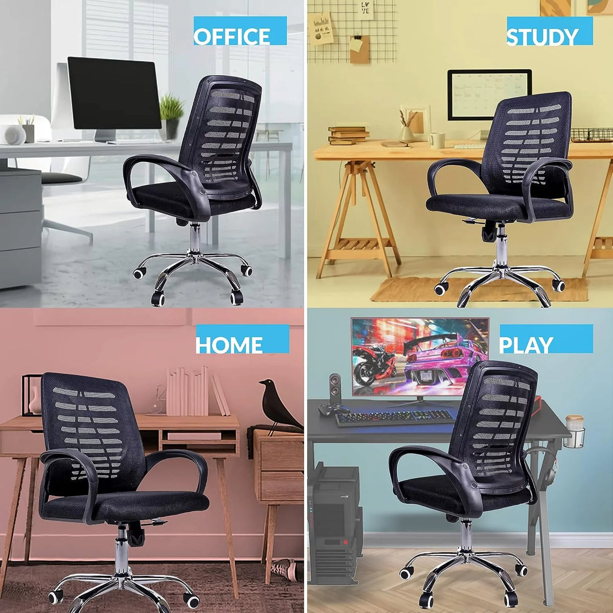 Ergonomic Office Chair with Lumbar Support Black Y713416