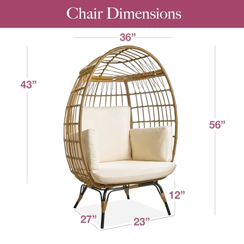 Ivory Wicker Egg Chair with Steel Frame F352124
