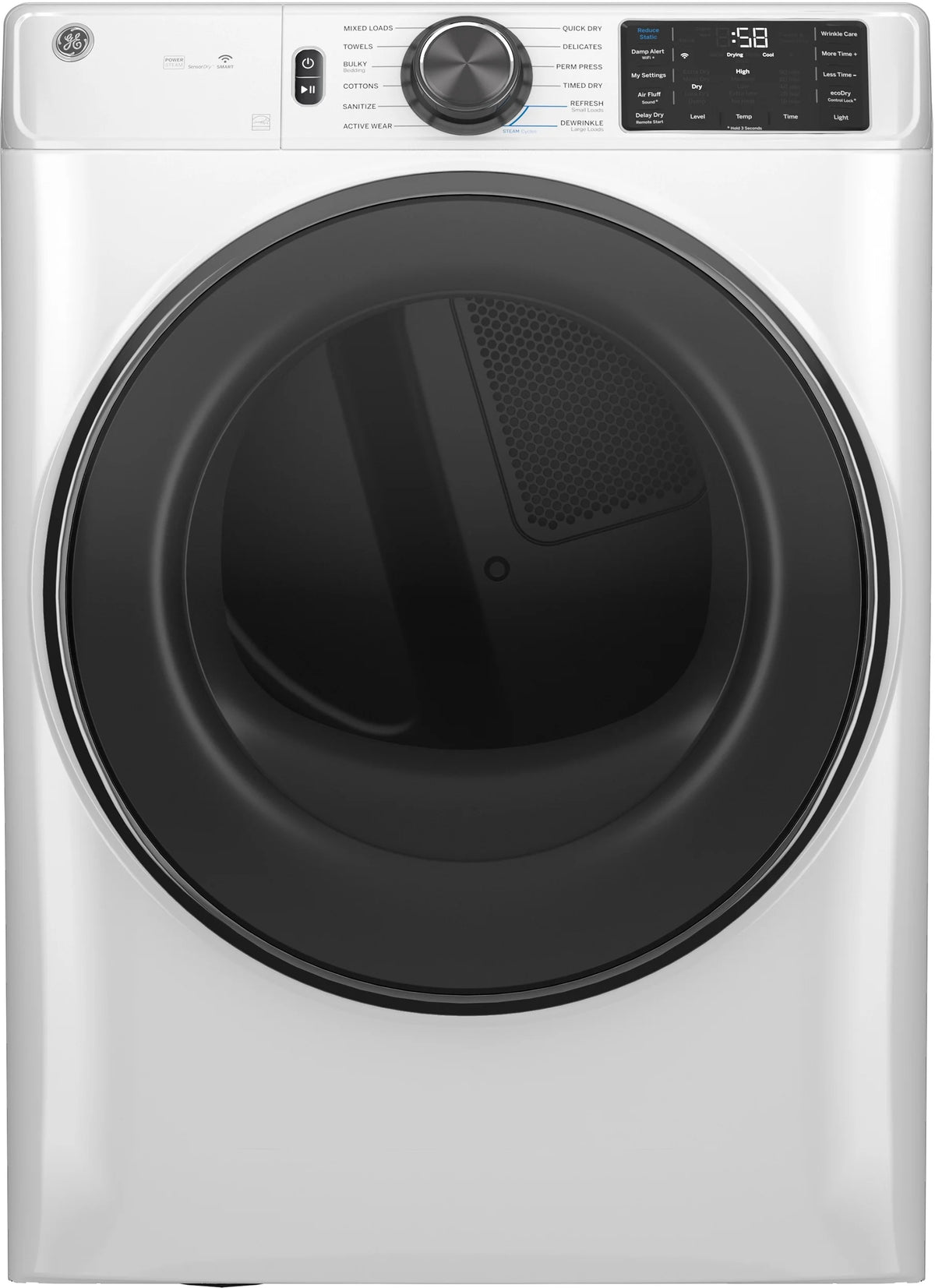 28 Inch Electric Dryer 7.8 CuFt with Steam and Sanitize A335