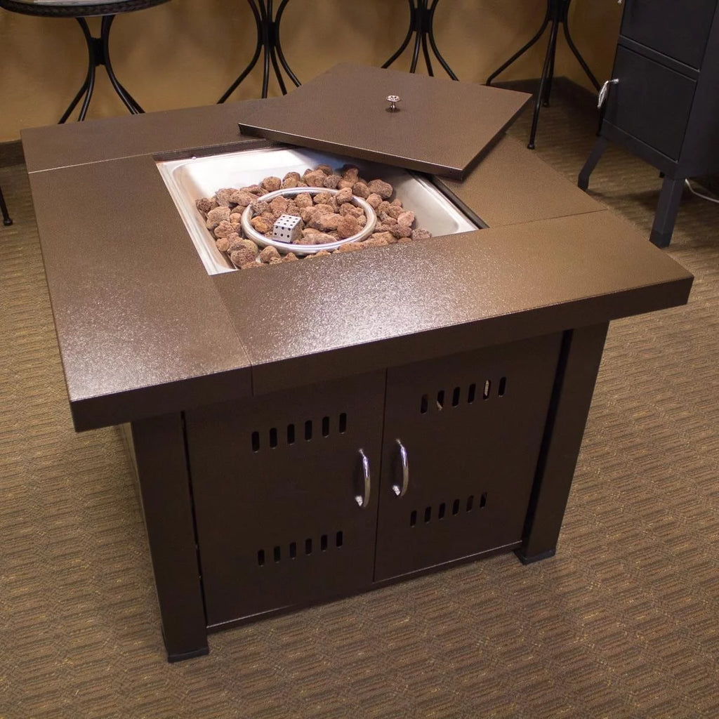 Propane Fire Pit Hammered Bronze and Stainless Steel Finish Q311669
