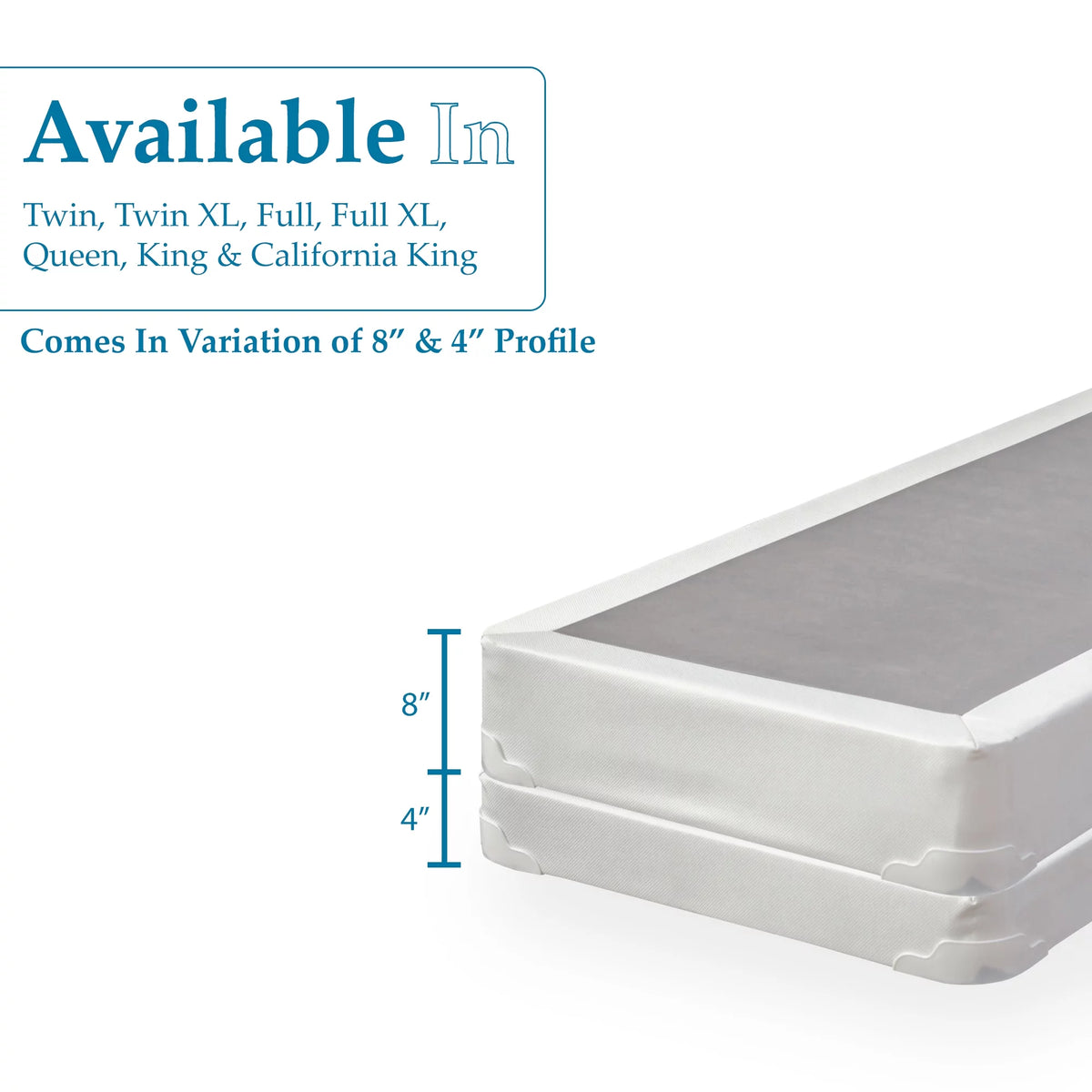 4" Split Fully Assembled Wood Box Spring, Queen, White W287446