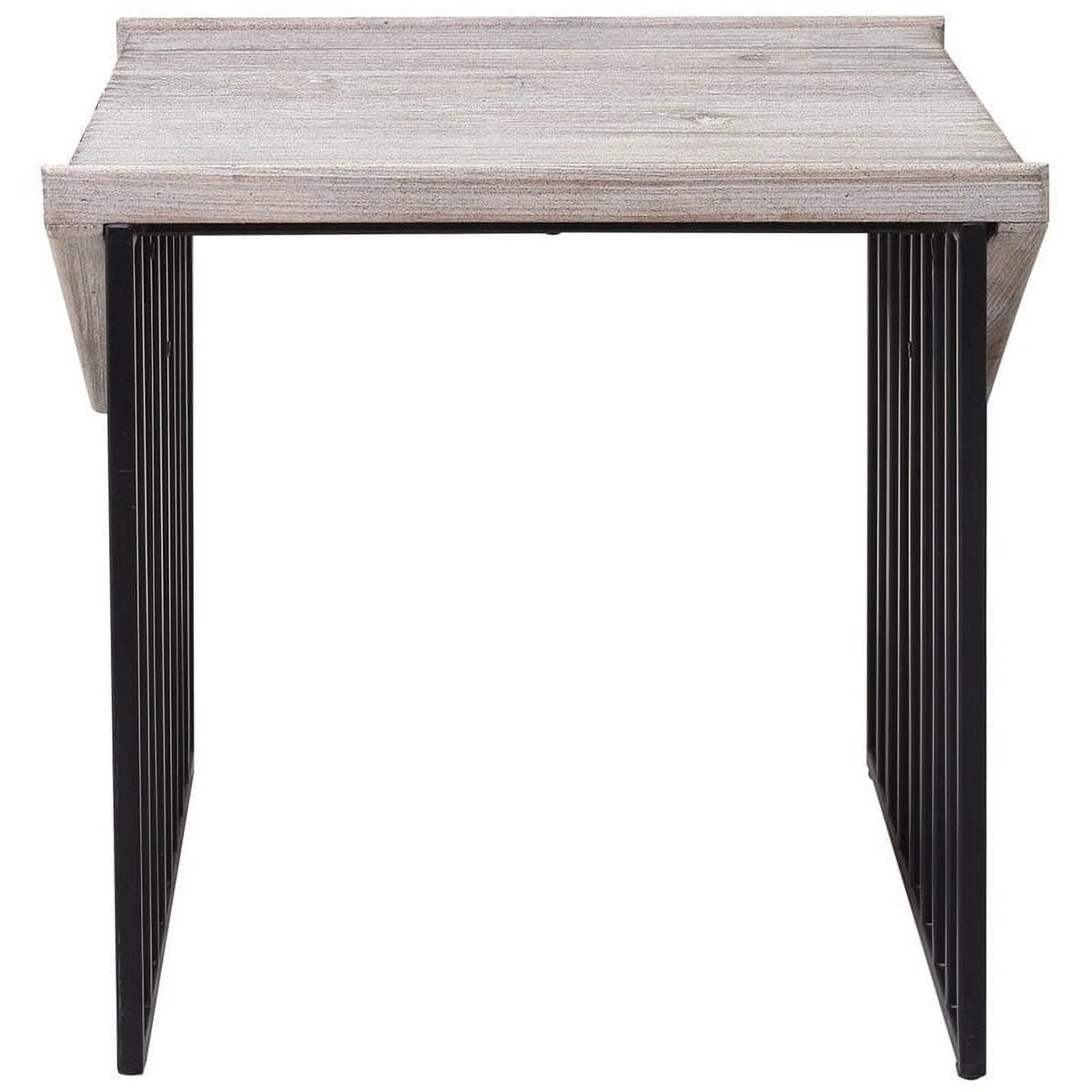 Large Wood Top & Metal Base End Table Set of 2 H7326