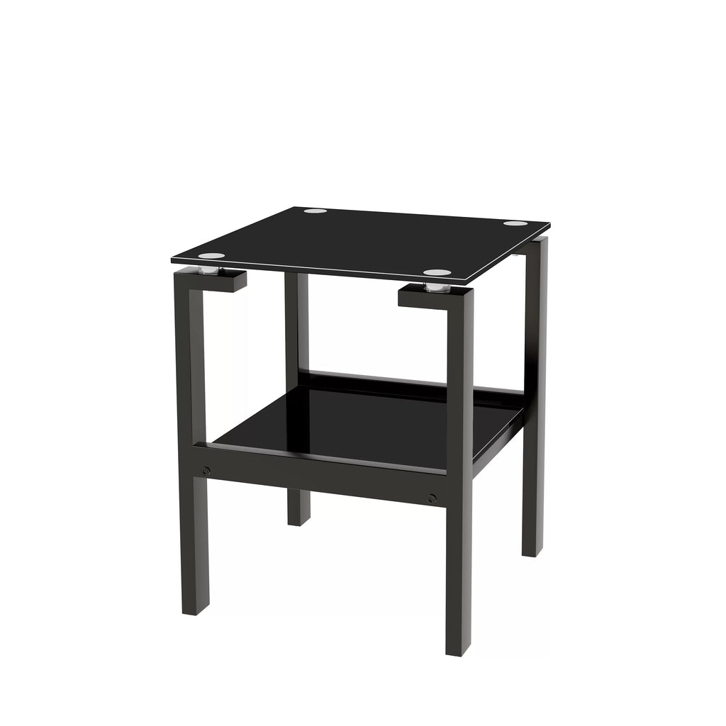 Black 2 Layer Glass End Table K4526