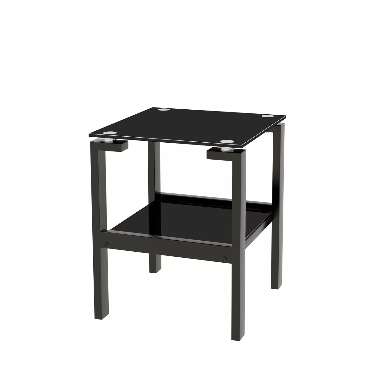Black 2 Layer Glass End Table K4526