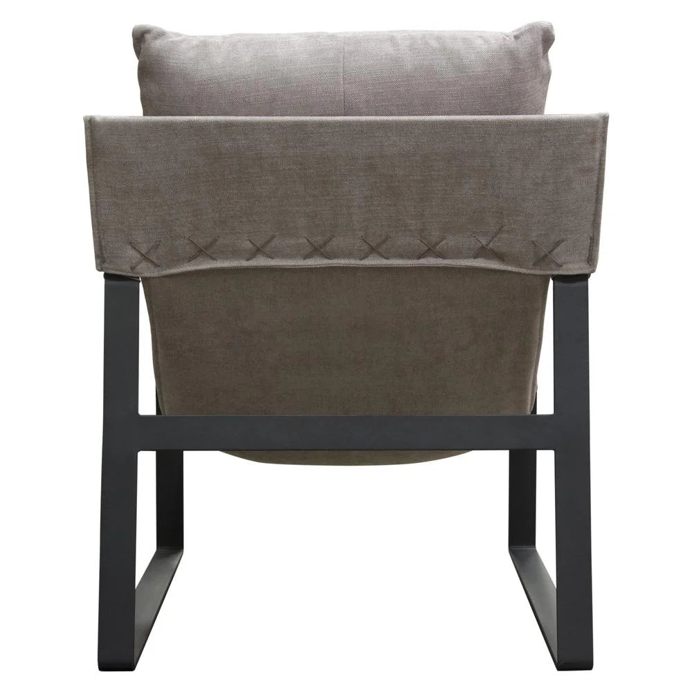 Grey Fabric Accent Chair with Black Metal Frame A424067