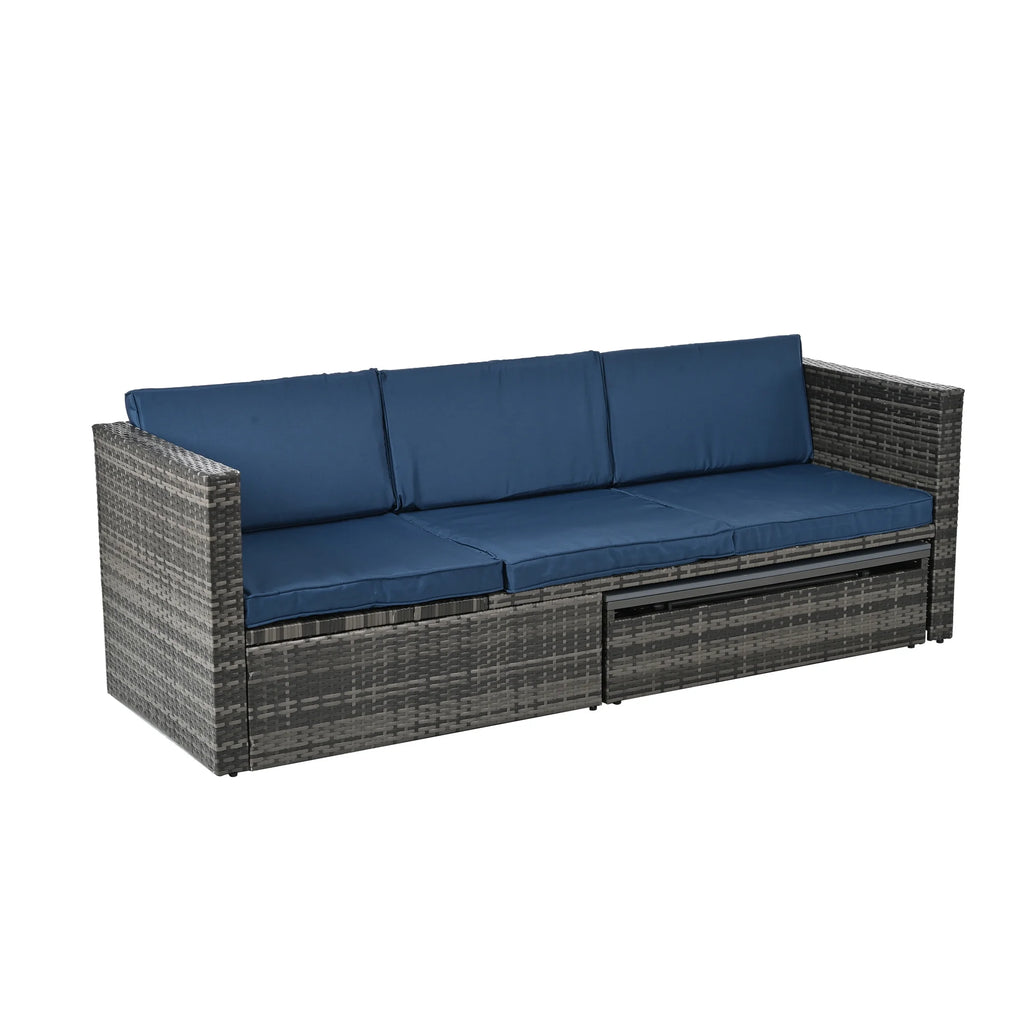 4 Piece Wicker Patio Furniture Set with 2 Ottomans & Coffee Table Y654