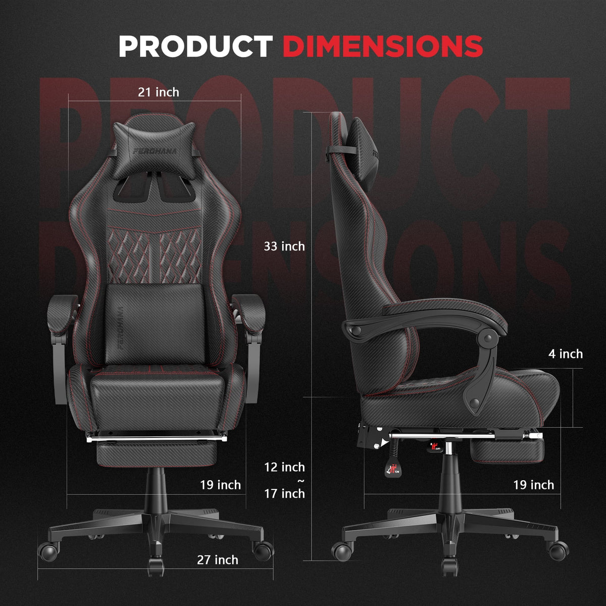 Black Gaming Chair with Footrest and Massage Lumbar Support Z57928