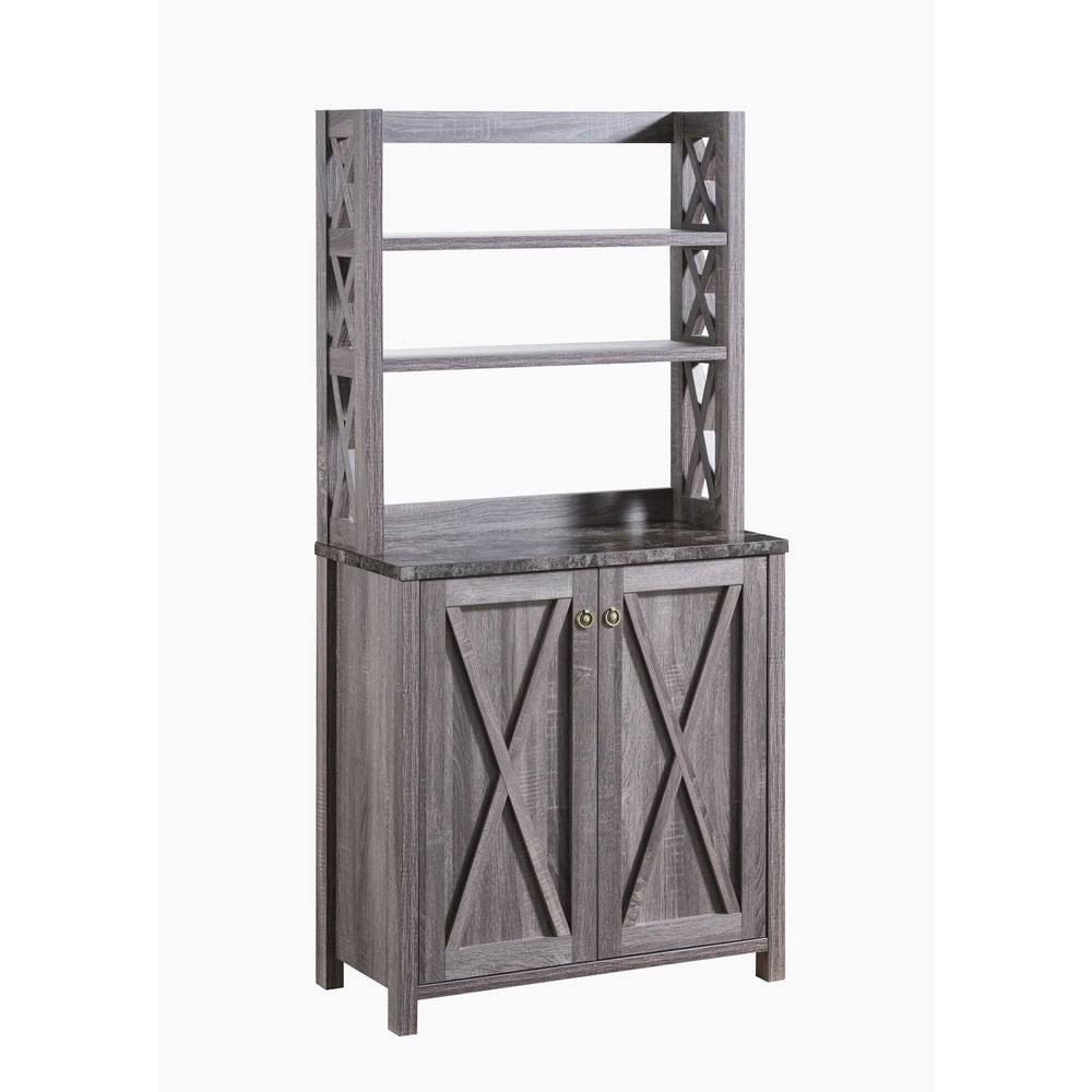Rustic Grey Multi Shelf Microwave Cabinet Y8463