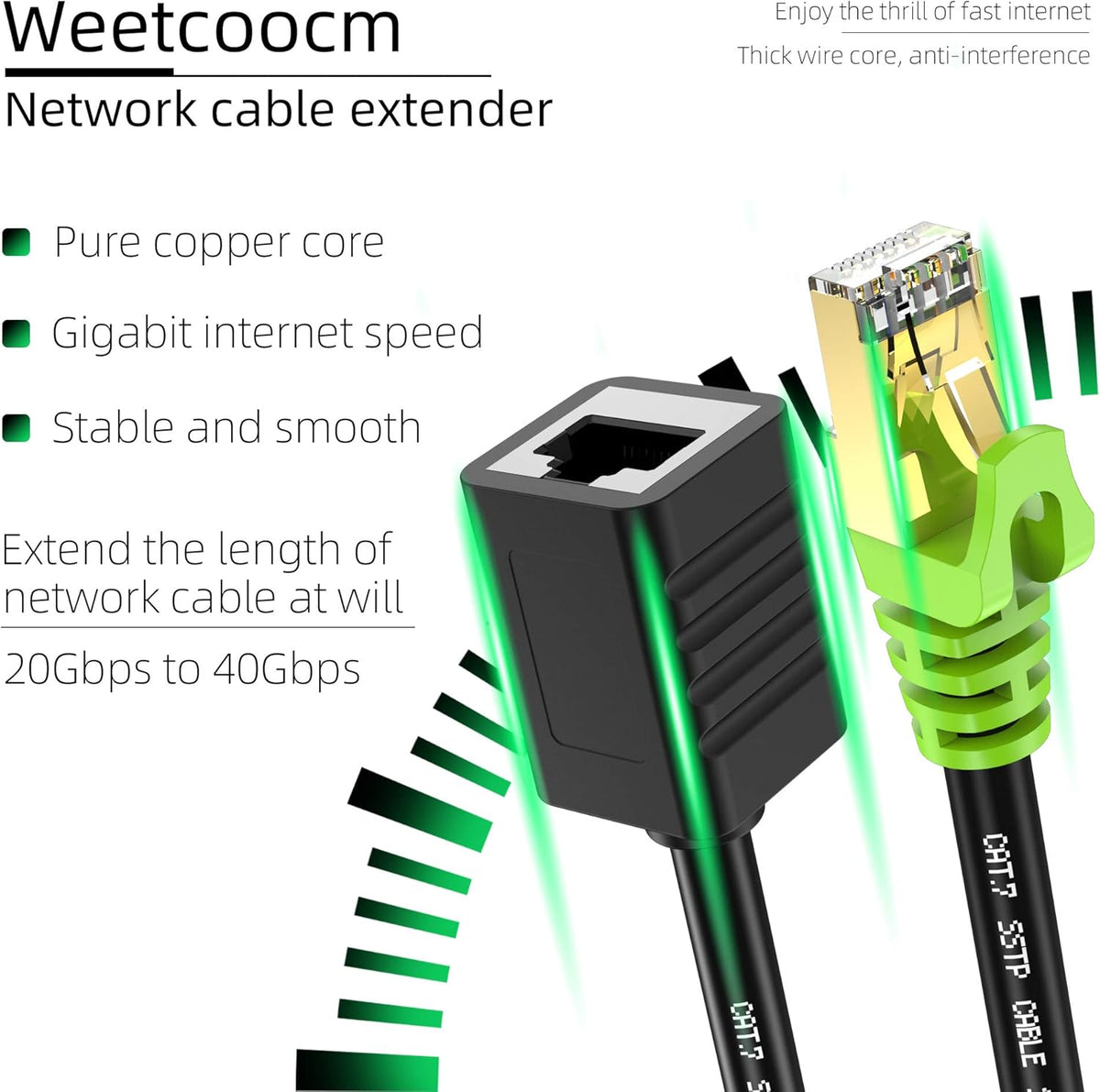 Ethernet Extension Cable 25ft Cat6a Shielded RJ45 Male to Female H349952