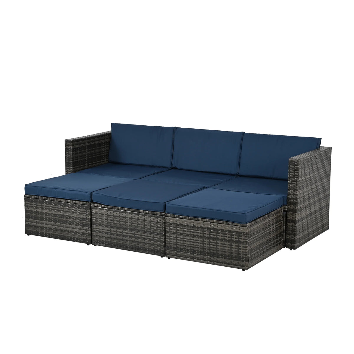 4 Piece Wicker Patio Furniture Set with 2 Ottomans & Coffee Table Y654