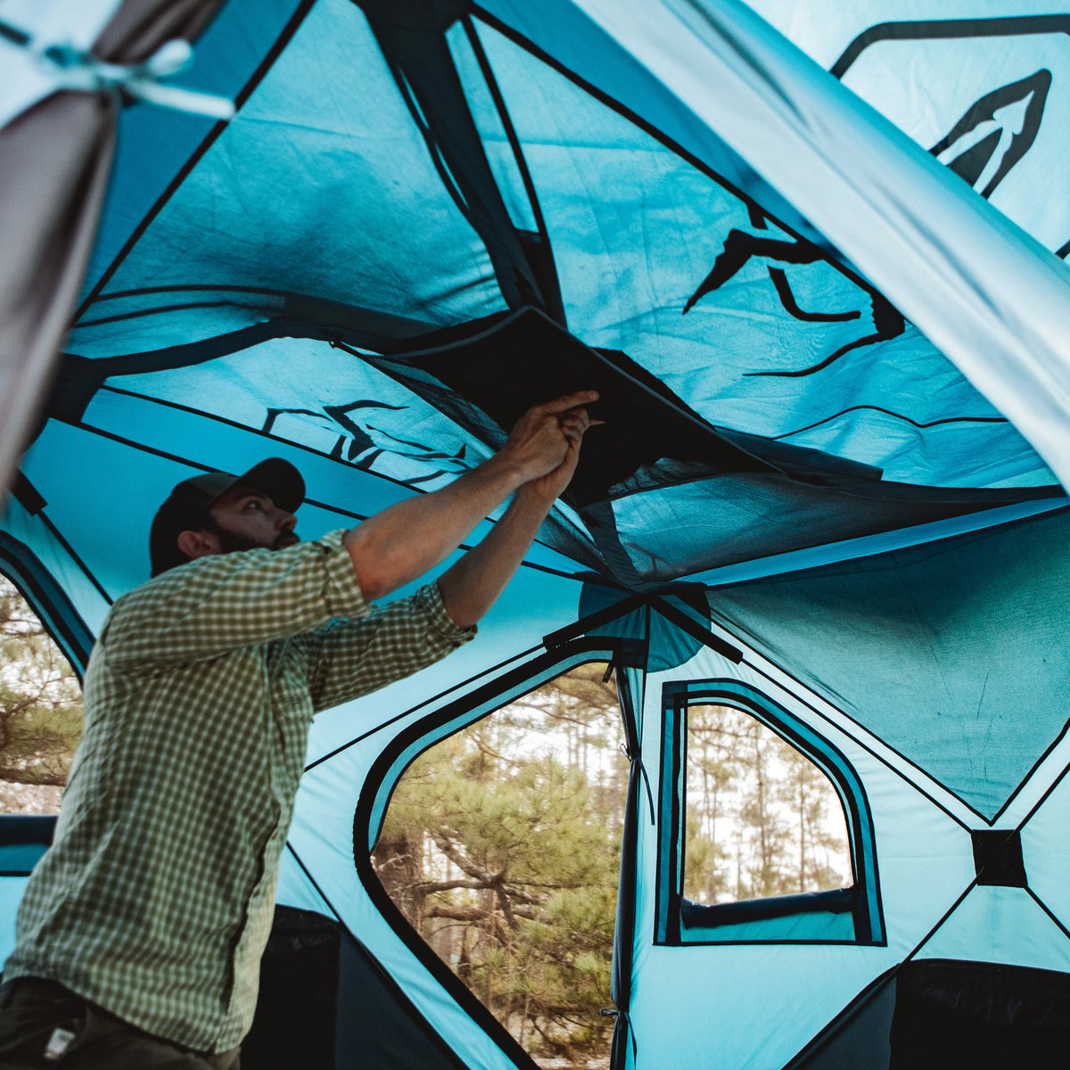Portable Hub Tent, 3-Person, Pacific Blue U38756