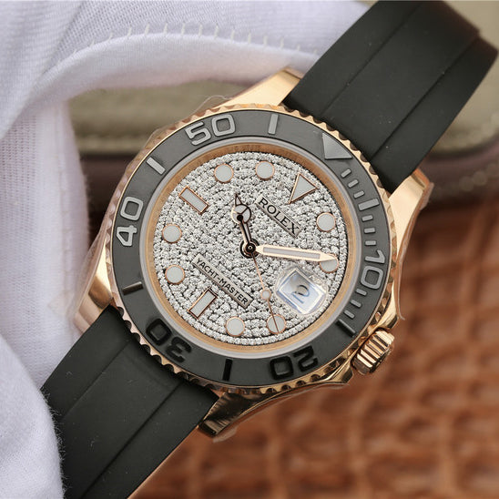 Golden Diamond Dial Rubber Strap 40mm B687