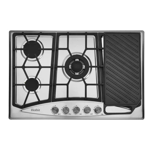 30" 5 Burner Built-in Stainless Steel Gas Cooktop with Griddle K33072