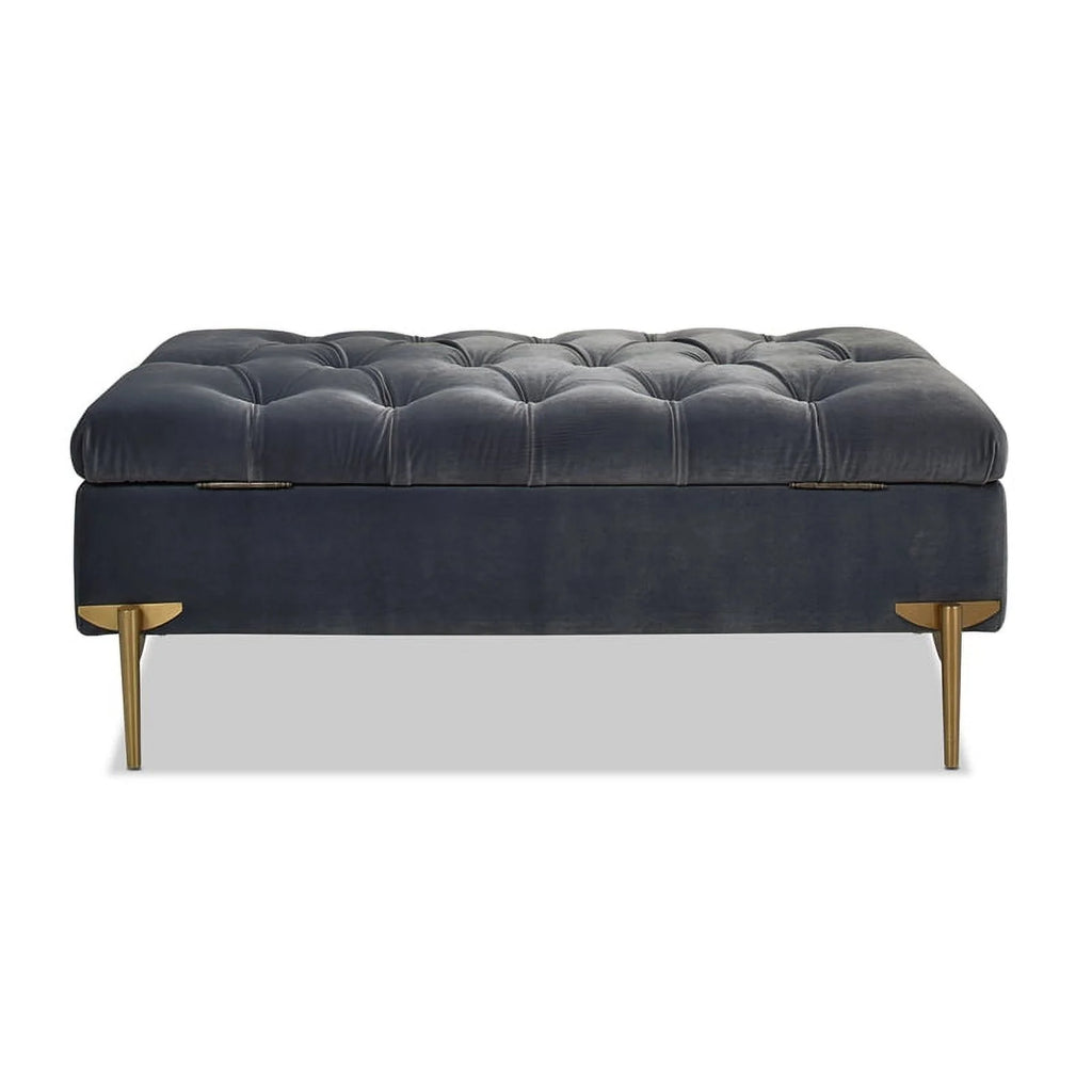 Upholstered Storage Bench Ottoman Steel Gray W2264