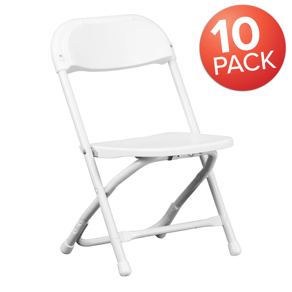 10 Pack Kids White Plastic Folding Chair V297