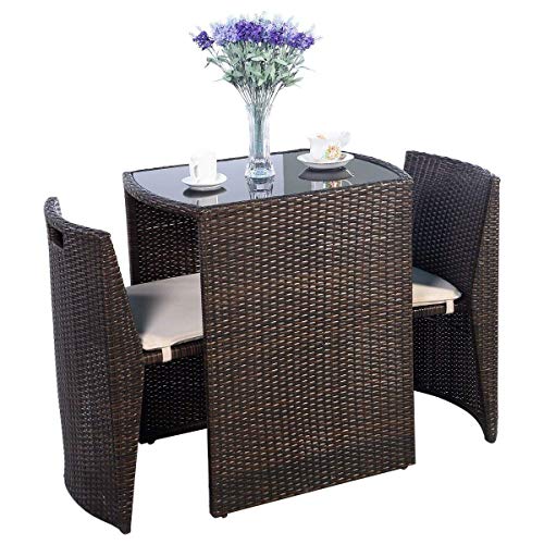 3 PCS Cushioned Outdoor Wicker Patio Set V906
