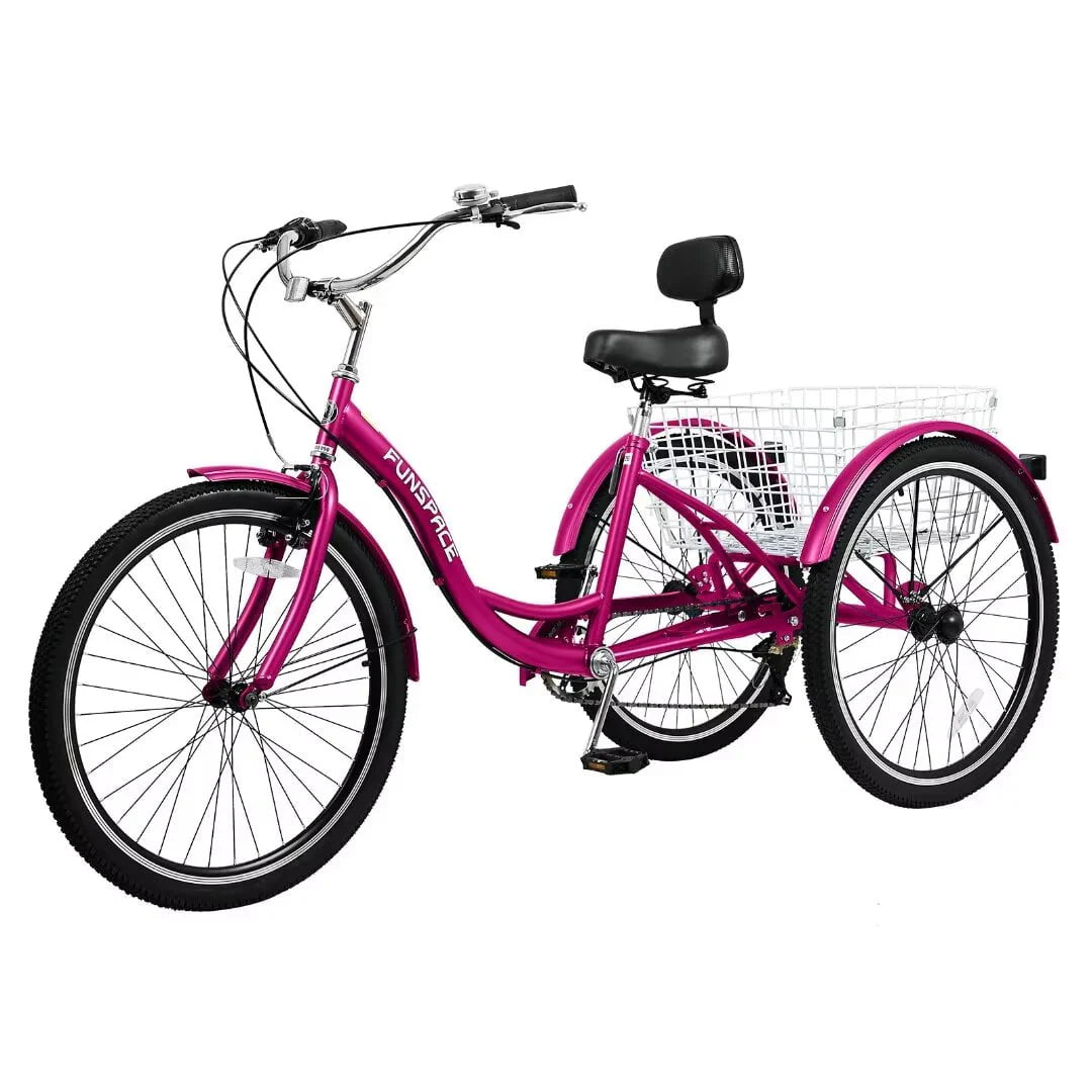 24/26 inch 3 Wheel 7 Speed Tricycle with Shopping Basket H358291