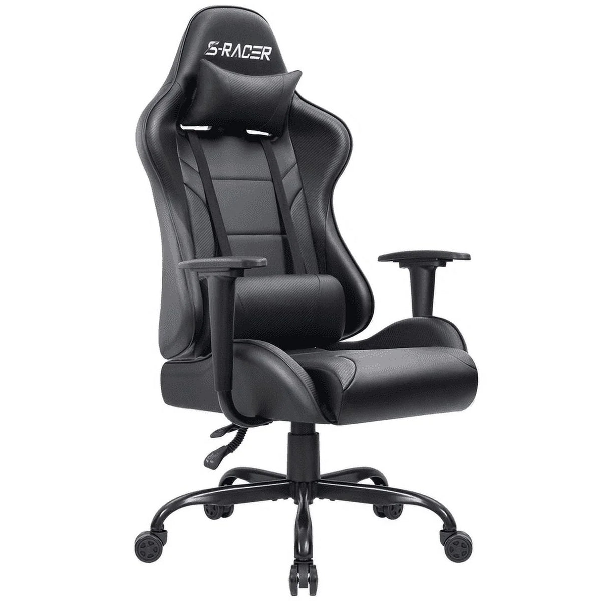Black PU Leather Ergonomic Gaming Chair with Headrest N6587