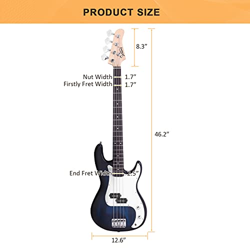 Red Full Size 4 String Electric Bass Guitar R328