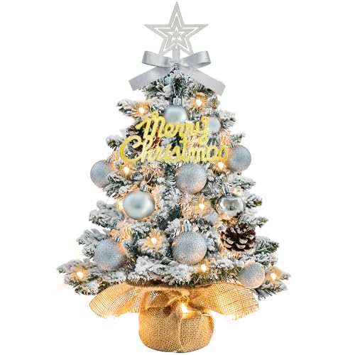 White 22 Inch Mini Artificial Christmas Tree with Lights S58664