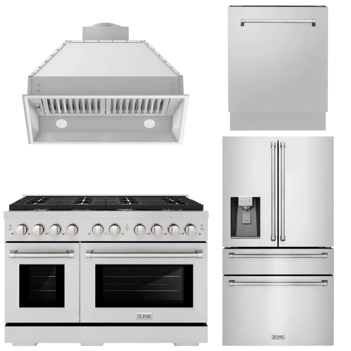 48 Gas Range, Range Hood Insert, Refrigerator with Water and Ice Dispenser and Dishwasher Z797351