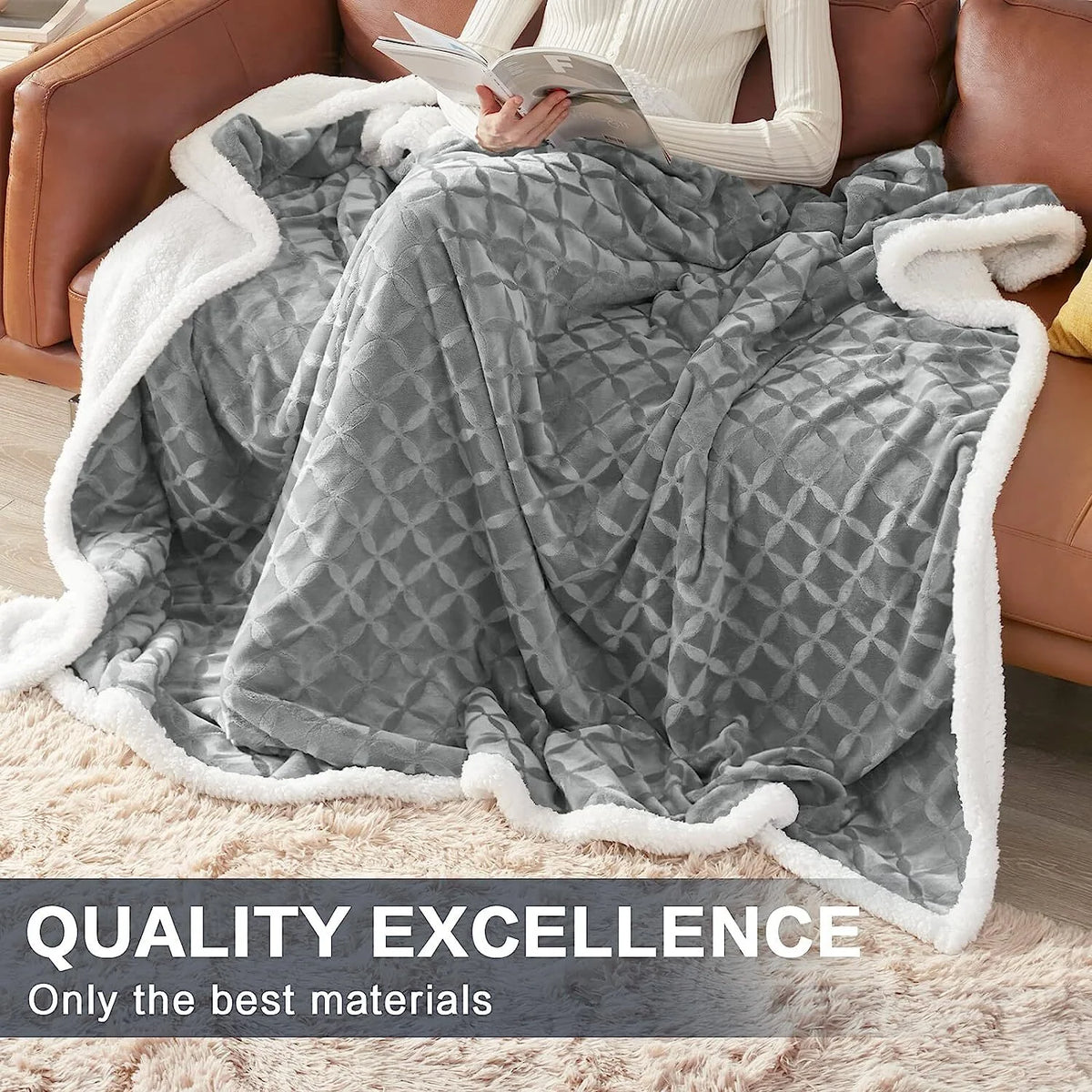 Sherpa Fleece Throw Blanket 50"x60" Y1522