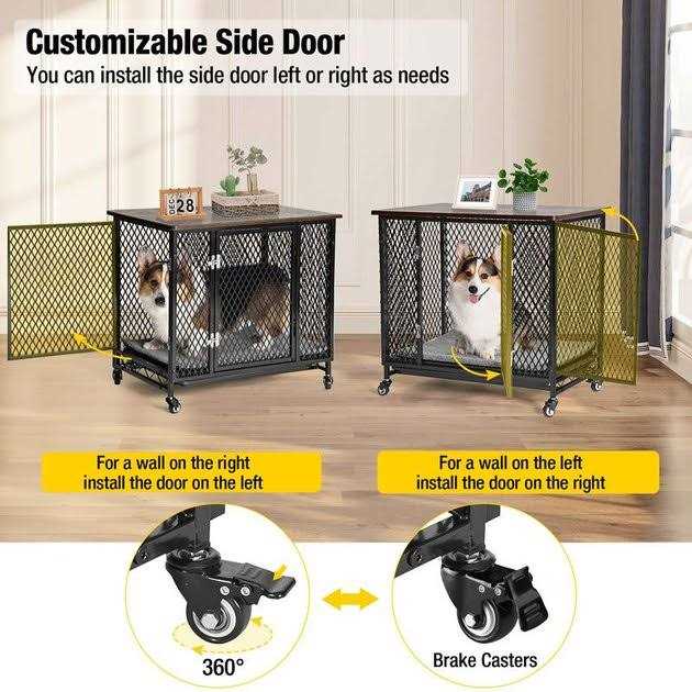 Dog Crate Furniture Side End Table with Tray G1597