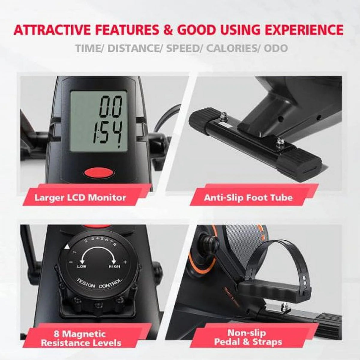 Under Desk Mini Exercise Bike Portable Magnetic Pedal Exerciser K402