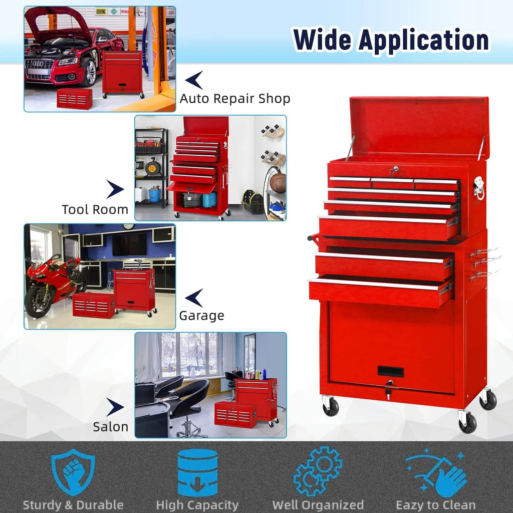 Black 8 Drawer Rolling Metal Tool Chest H538819