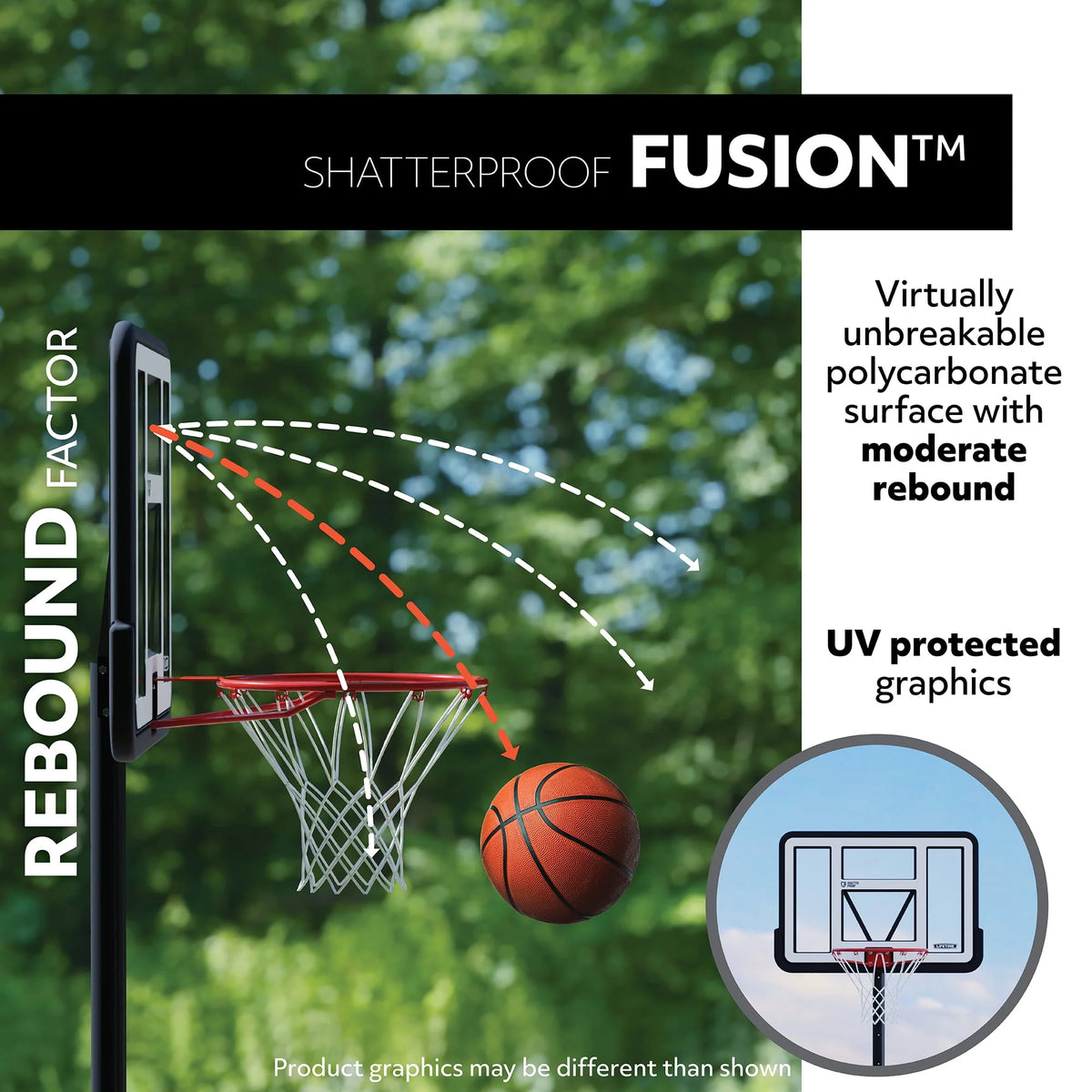 Adjustable Inground Basketball Hoop 44 inch Polycarbonate F925960